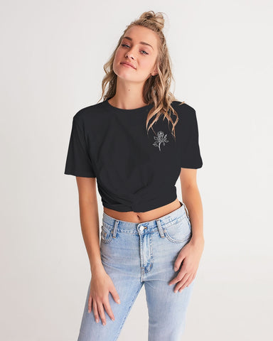 Black Women's Twist-Front Cropped Tee