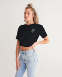 Black Women's Twist-Front Cropped Tee